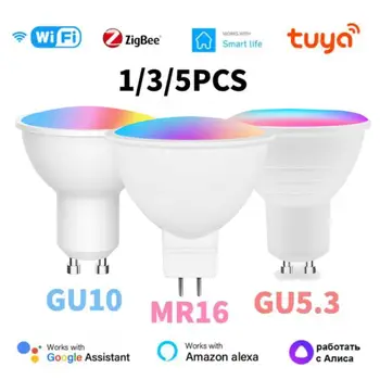 Tuya, WIFI, Zigbee Smart Lamp GU10/GU5.3/RGB MR16 Reguleeritav, 5W LED Lamp Alexa Google ' i Kodu Alice App/hääljuhtimine Tähelepanu keskpunktis