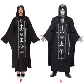 Täiskasvanud Halloween Cosplay Kostüüm Mystic Nõia Rüü koos Kapuutsiga Keep Vöö Keskaja Vintage Viisard Vampiir Gow