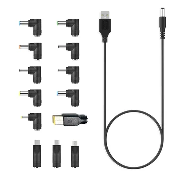 USB-DC Power Cable Universaalne USB DC Jack laadija Kaabel, toitejuhe 13 Vahetatavad Ühendage Pistikud Adapteriga