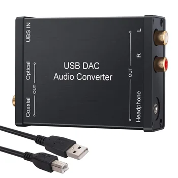 USB SPDIF Coaxial RCA ja 3,5 mm Kõrvaklappide Pesa Konverter-USB-DAC Optiline Audio-Adapter-USB-DAC PCM Windows Mac