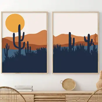 Varruka Sajandi Moodsa Kõrb Plakat Maastiku Lõuend Art Print Mägi Cactus Põhjamaade Seina Pilte Maali Elutoas Teenetemärgi