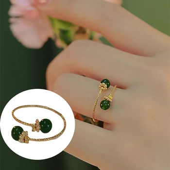 Vintage Kerge Luksus Roheline Rõngad Naiste Reguleeritav Avamine Sõrme Sõrmus Ehted Pulma-Aastapäeva Kingitused