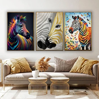 Värvikas Zebra Lõuend Print Kunst Referaat Loomade Plakatid ja Pildid Seina Art Maali Loomade Pildid elutuba Home Decor