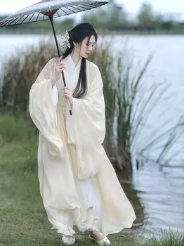Wei Jin Dünastiate Hanfu Hiina Stiilis Vintage Etnilise Naiste Elegantne Lahti Värviga Puuvilla Segu Lihtsad Kostüümid, Kostüümid 2023 Uus