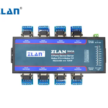 ZLAN5843A 8 port RS232 RS485 Ethernet TCP/IP Modbus tööstus mitu Etherneti serial server