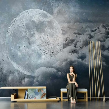 beibehang kohandatud Põhjamaade minimalistlik suur moon art õlimaal jaoks taustapildi elutoas TV taust 3D seina paberid home decor