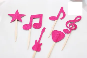 odavad Rock and Roll Star Muusikaline Märkus Cupcake Toppers - Hambaork - Toidu Korjab pulm baby shower soosib sünnipäeva