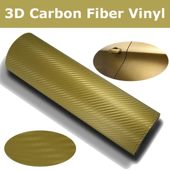 1.52*30M/Rull PVC Kuldne 3D Carbon Fiber Vinyl Auto Wrapid Carbon Fiber Auto fooliumist Sõiduki Wrapid Õhu Pressiteade