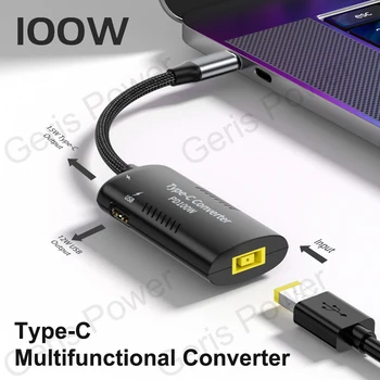 100W DC USB-C Power Adapter Converter for Macbook Lenovo Hp Asus Huawei Sülearvuti, Tahvelarvuti ja Telefoni Tüüp C QC3.0 Kiire Laadimine Kaabel