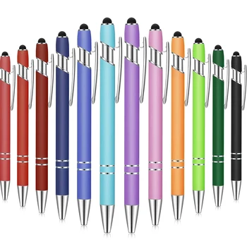 12 Tükki Pastapliiats koos Pliiatsiga Nippi, 1.0 mm Must Tint Metallist Pen Stylus Pen on Puutetundliku ekraaniga, 2 in 1 Stylus Pastapliiats