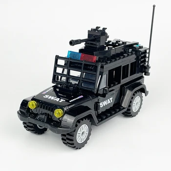 122pcs Plahvatus-tõend Politsei Sõiduki SWAT Sõjalise Must Auto Mudel ehitusplokid Arvandmed Õppe Mänguasjad Poistele Kingitus Komplekt