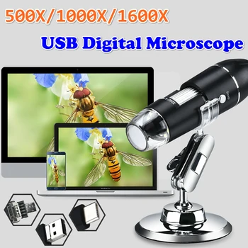 1600X USB Digital Microscope Elektroonilise Mikroskoobi Kaamera Endoscope 8 LED Luup Reguleeritav Suurendus Koos Seista TK
