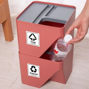 1tk Virnastatavates Köök Prügikasti (Recycle Bin) Sorteerimine Prügikasti Leibkonna Kuiv Märg Eraldamine Jäätmete konteinerisse Prügikasti Vannituba Tööriist