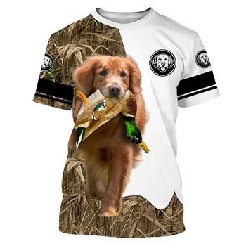 2024 Kamuflaaž loomade jahi koer meeste suvine vabaaja 3D T-särk mood lühikese varrukaga pullover väljas meeste riided