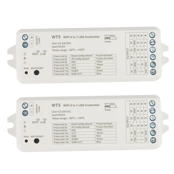 2X Tuya LED Kontroller 5 In 1 Dimmer CCT RGB RGBW RGBWW RGBCCT Riba Smart Elu Wifi 2.4 G RF Remote Controller 12-24V