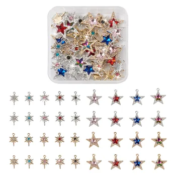 36Pcs Rhinestone Star Võlusid Värvikas Särav Kristall Star Ripats DIY Kõrvarõngad, Kaelakee, Käevõru Ehted Tegemine