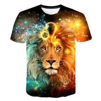 3D Kuningas Metsloomad Lõvi Graafiline T-Särk Meestele, Suvel Moe Vabaaja Loomade Muster, Lühikesed Varrukad, Hip-Hop ümber Kaela T-särk