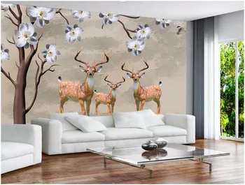 3d ruumis tapeet custom foto tapeeti seina Magnolia hirv Home decor elutuba 3d tapeet seina murals seinte 3 d