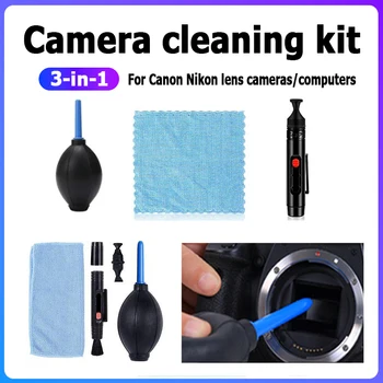 3in1 Puhastus Pliiatsi Komplekt Kaamera kaks eesmärki-lens pen Cleancloth Õhk-puhub vahend Kaamera Arvuti tolmu eemaldamise komplekt