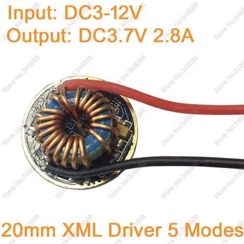 5 Režiimid 20mm Läbimõõduga T6 LED Draiver 12V Sisend (DC3-12V) Väljund DC3-3.7 V-2.5-2.8 A Cree XML-XML-XM-L2 Valgustus Trafod