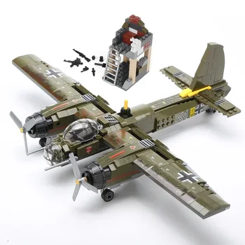 559pcs Sõjalise Ju-88 Pommitamine Lennuk ehitusplokk WW2 Kopteri Armee Sõdur Relva Mudeli Tellised Kit Mänguasi Lastele