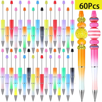 60Pcs Kalle Plastikust Beadable Pliiatsid Rant Pliiatsid DIY Tegemise Komplekt Pen Beaded Pliiatsid Office Kooli Lapsed, Õpilased Õde