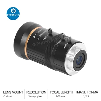 8-50mm 3MP 1/2 Käsitsi Ava C-Mount Turvalisuse Kaamera Objektiiv Käsitsi IRIS Zoom fookusega Objektiiv Tööstuslikuks CCTV Mikroskoobi Kaamera