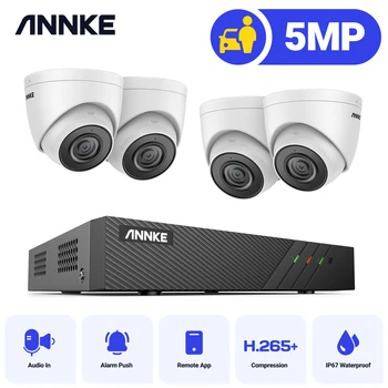 ANNKE 5MP POE Võrgustik, Video Security System 8CH 6MP H. 265+ NVR Diktofon 5MP Turvalisuse Kaamera Heli Salvestus-PoE Ip-Kaamera Kit
