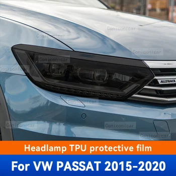 Auto Esituled kaitsekile Ees Esilatern Hõlma Suitsutatud, Must TPÜ Filmi Tarvikud Kleebis Volkswagen VW PASSAT 2015-2020