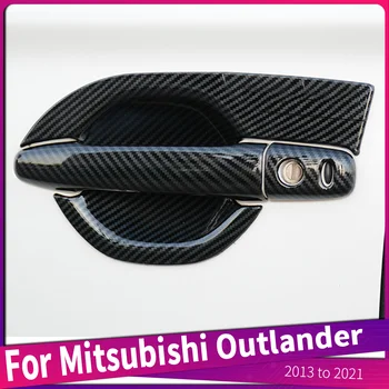 Auto Stiil Mitsubishi Outlander 2013 kuni 2021 ABS Carbon Fiber Stiilis Välimine Ukse Käepide Trim katteraam Kleebis