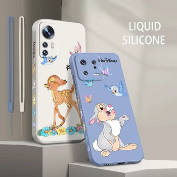 Bambi Armas Anime Jaoks Xiaomi Mi 13 12 12T 11 11T 10 10T 9 9SE Lite Ultra Pro A3 Vedelik Vasak Tross Silikoon Telefoni Juhul Coque Capa