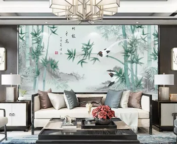 Beibehang Kohandatud taustpildi HD seinamaaling Hiina stiilis pen tint maastiku TV diivan bambusest ajaleht rahu taust seinamaaling 3d tapeet
