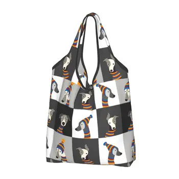 Cartoon Greyhound Whippet Koer Sisseoste Tassima Kotid Naiste Mood Sighthound Hagijas Shopper Õlakott Suur Käekott