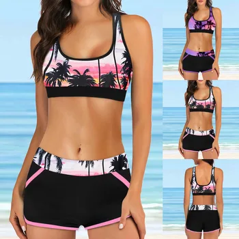 Digitaalne Ujumistrikoo Beachwear Set Supelrõivad Prindi Talje Bikiinid Kõrge Naiste Split Supelrõivad Beach Varustus