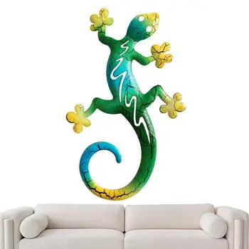 Gecko Väljas Seina Decor Väljas Seina Decor Sisalik Õõnes Värviline Metall Skulptuur Aed, Terrass Aia Aknas Puutüvi