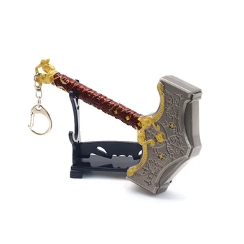 God of War Ragnarok Thor ' s Hammer Kratos Relva 13cm 118g Full Metal Tsingi Sulam Võtmehoidjad Väike Haamer Keyrings