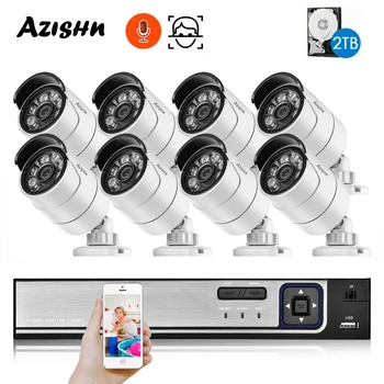 H. 265+ 8CH 5MP HD POE NVR Kit CCTV signalisatsioon AI Audio Face Detect IP Kaamera Väljas 2592 × 1944 P2P videovalve Komplekt