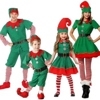 Halloween Kostüümid, Laste Jõulud Elf Kostüümid, Vanema-lapse Kostüümid, Täiskasvanud Meeste ja Naiste Green Christmas Kostüümid