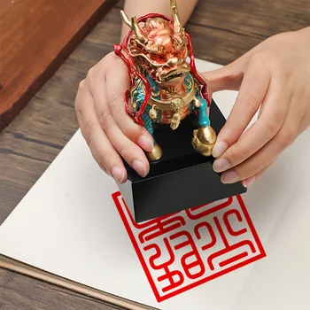 Hiina Nimi Templid Imperial Jade Tihend Puhas Messing Värviline Draakon Nikerdatud Õnnelik Haki DIY Crafts