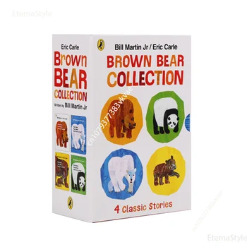 Inglise pildiraamat 4 mahud Pruun Karu Kogumise Eric Carle Pruun Karu 4 mahud punkti-raamatute lugemine
