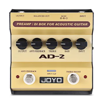 JOYO AD-2 Kitarri Pedaal Akustiline Preamp DI Box sisseehitatud Dual Band EQ Anti-tagasiside Circuit Treble Boost Mõju Muusika Instrumendid