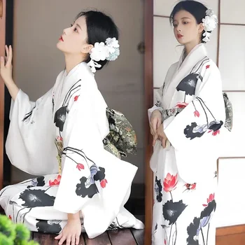Jaapani Traditsiooniline Kimono Kleit Koos Obi Prindi Lill Kleidid Ehted Naiste Geisha Haori Yukata Kimono Kleit Sobiks Daamid