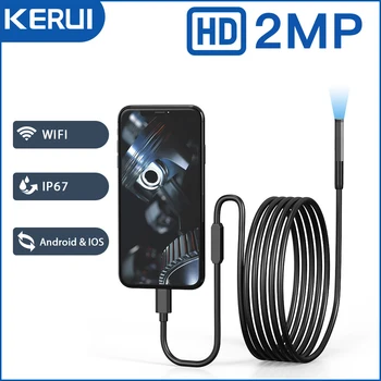 KERUI 2MP Endoscope Kaamera WiFi 7.9 mm, Mini Kaamera Veekindel Kõva Traadi Pipeline Inspection Borescope Tüüp C IOS