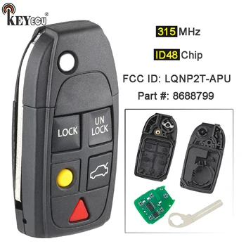 KEYECU 315MHz ID48 Kiip FCC ID: LQNP2T-APU-Osa #: 8688799 Flip Remote Key for VOLVO S60 S80 ja V70 XC70 XC90 2004-2015