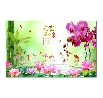 Kaasaegne Feng Shui Lotus Lilled Koi Kala Maali Lõuendile Printida Plakateid Seina Art Decor Trükitud Pildid elutuba HYL1229