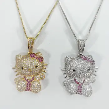 Kawaii Hello Kitty Kaelakee Anime Sanrio Hip-Hop Armas Teemant Ripats Kaelakee Meeste ja Naiste Cartoon Ehted Kingitus