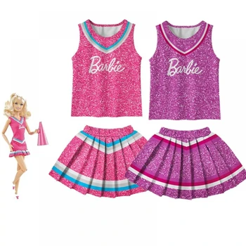 Kawaii MINISO Barbie Anime Armas Laps Etapi Kostüümid Tüdruk Cos Riided Magus Roosa Cheerleading Vormirõivad jõulukingiks Uus