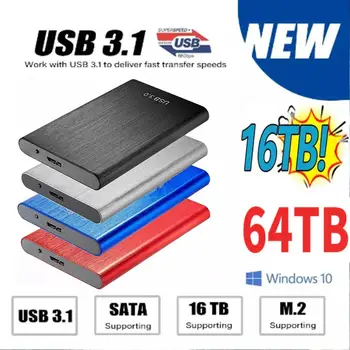 Kiire SSD 64TB Väline kõvaketas 32TB 16TB 12TB 4TB 8TB USB-3.1 Portable SSD 16TB Kõvakettale Sülearvuti PS4 PS5