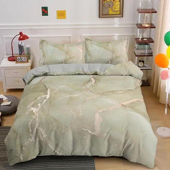 Kohandada Marmor Roheline Roosa Täiskasvanud Voodipesu Komplekt 2/3tk Bedclothes Põhjamaade Kodu tekikott Padjapüürid Ühe Double Double Suurus
