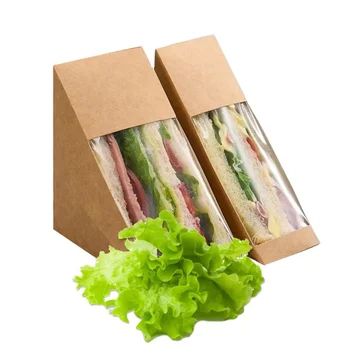 Kohandatud productSandwich Kast Pakendijäätmete Biolagunevate Kraft Sandwich Pakendi Karp Ühekordselt Võileivad Paketid Loodus/pruun